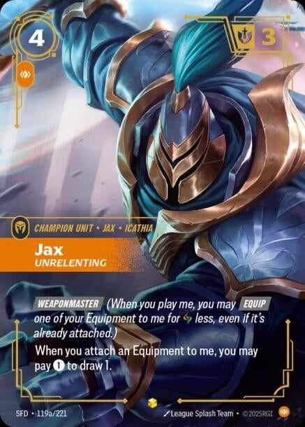 Jax, Unrelenting (Alternate Art) (119a/221) (SFD)