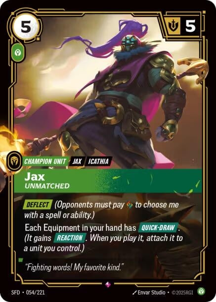 Jax, Unmatched (054/221) (SFD)