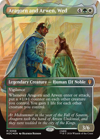 Image for Aragorn and Arwen, Wed (Borderless) (Surge Foil) (68) (HOC) - Magic: The Gathering